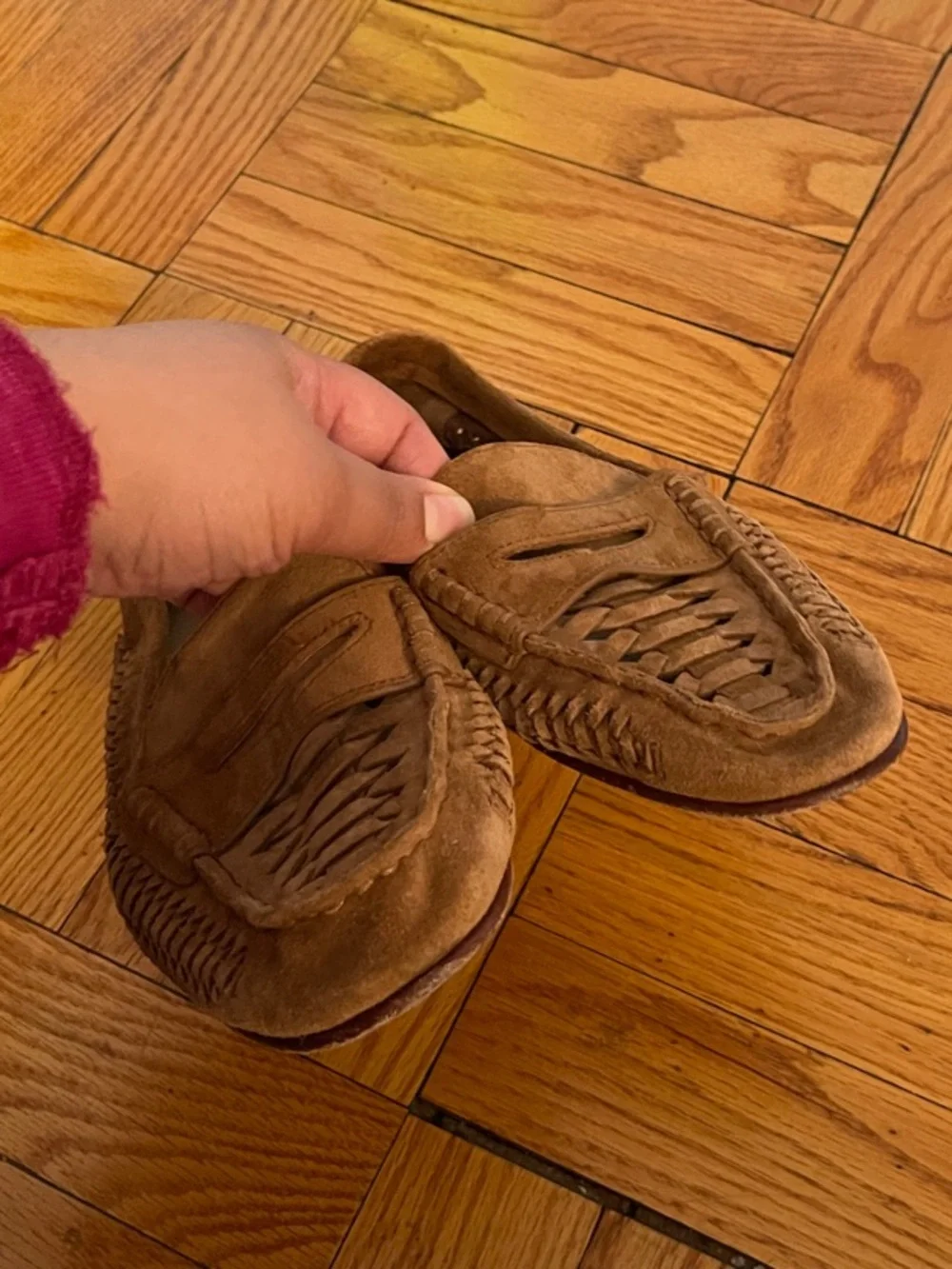 Veronica Beard Soft Suede Woven Penny Loafer in Hazel